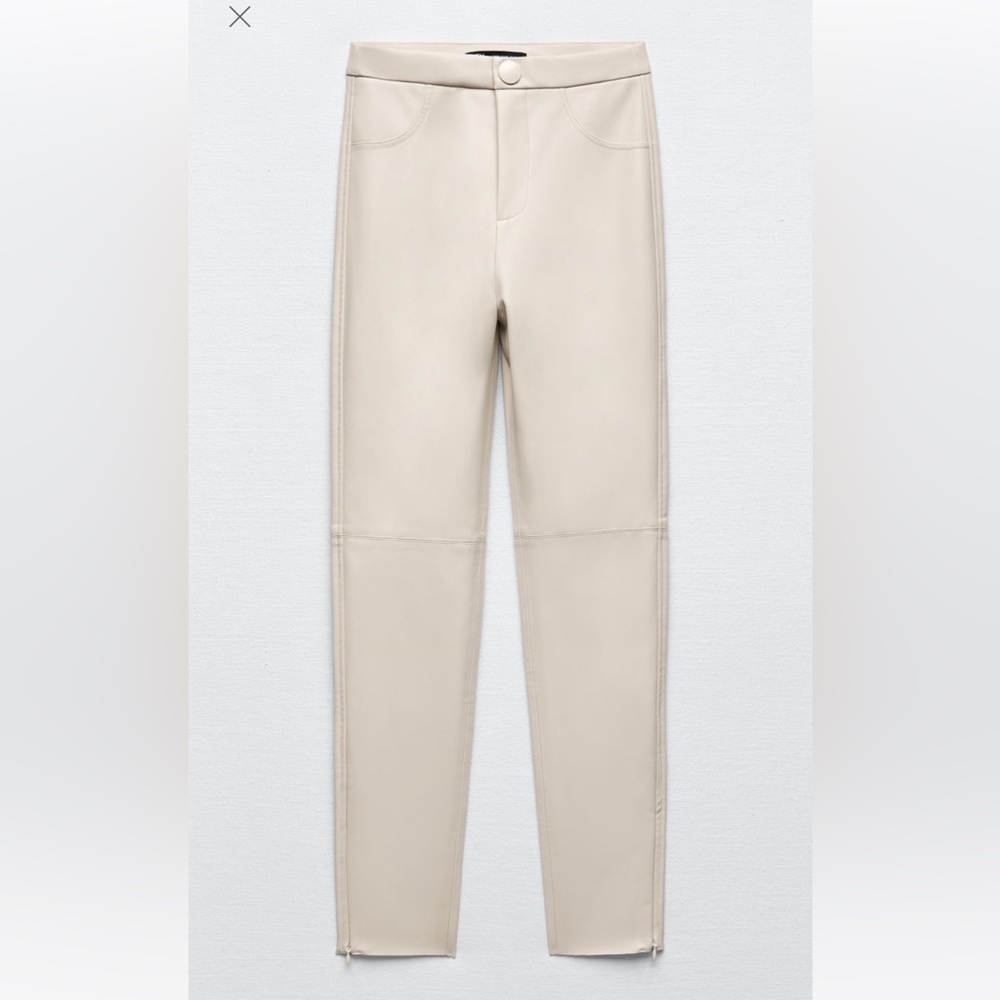 Zara off white faux leather leggings